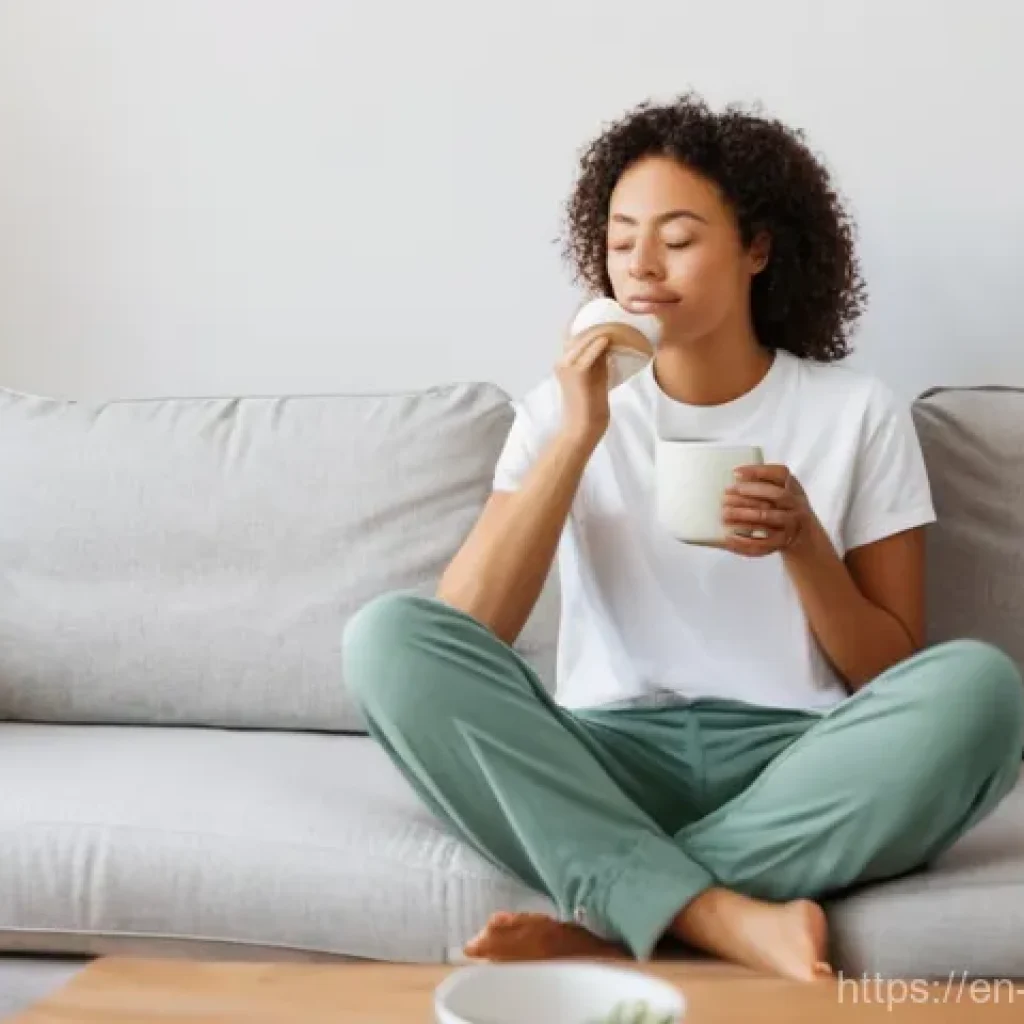 소화기질환 응급처치 방법 - **Prompt: Immediate Relief for a Mild Upset Stomach**
    "A young woman in her late 20s, with a gen...