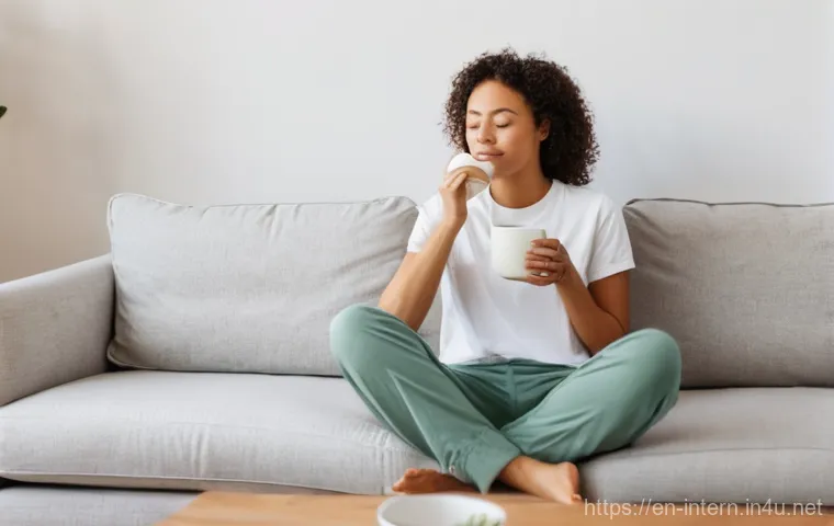 소화기질환 응급처치 방법 - **Prompt: Immediate Relief for a Mild Upset Stomach**
"A young woman in her late 20s, with a gen...