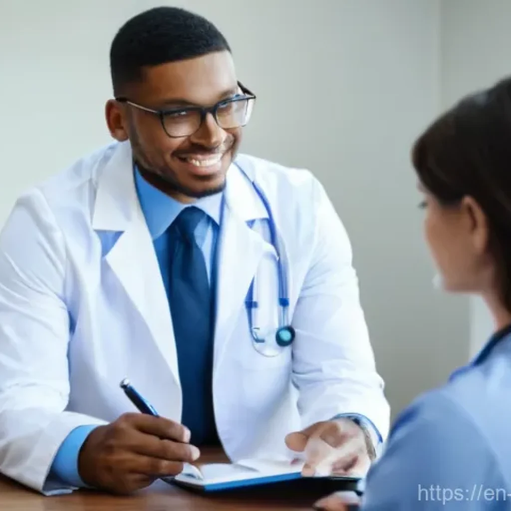 내과 방문 준비물 - **Patient-Doctor Collaboration: Discussing Health History**
A diverse adult patient, dressed in ...